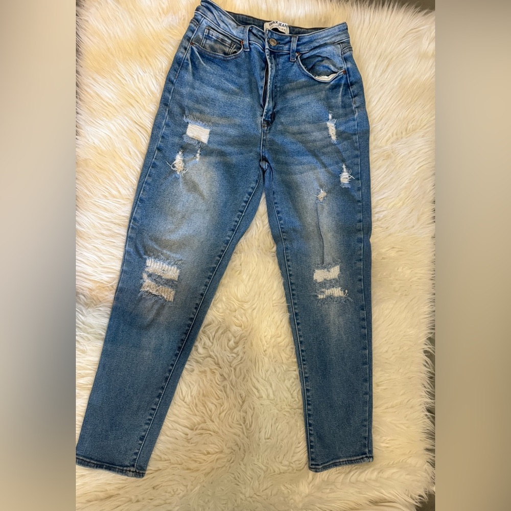 Wax Jean Ripped Blue Skinny Jeans